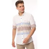 Fitmens Slim Fit Uzun Kol Panolu Keten Hediye Kutulu Kolay Ütülenebilir Erkek Gömlek(A.18) - Bej