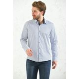 Fitmens Slim Fit Uzun Kol Premium Kalın Çizgili Hediye Kutulu Kolay Ütülenebilir Erkek Gömlek - Beyaz Lacivert - XL - Beyaz - Lacivert