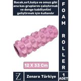 Fitness Aerobik Denge Stabilite Kas Esnekliği Denge Geliştirici Kadın Erkek Spor Foam Roller 33 cm - Pembe