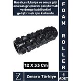 Fitness Aerobik Denge Stabilite Kas Esnekliği Denge Geliştirici Kadın Erkek Spor Foam Roller 33 cm - Siyah