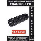 Fitness Aerobik Denge Stabilite Kas Esnekliği Geliştirici Kadın Erkek Foam Roller 33 cm - Siyah
