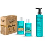 Fitness Professional Brezilya Fönü Saç Düzleştirici Kalıcı Keratin Bakımı ve Tuzsuz Şampuan Seti 250 ml Tüm Saçlar için Canlandırıcı Etki
