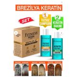 Fitness Professional Kalıcı Saç Düzleştirici Botox Brezilya Fönü Keratin Bakımı & Tuzsuz Şampuan Evde Kullanım Seti Dalgalı