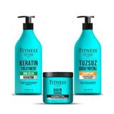 Fitness Professional Saç Düzleştirici Keratin Bakımı + Tuzsuz Şampuan + Onarıcı Keratin Maskesi