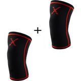 Fitness Spor Dizlik , Ortopedik Antrenman Dizliği ,Knee Sleeve Unisex 2'li Paket - 2XL - Siyah - Kırmızı