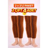 FitOnly Yün Dizlik – Romatizma ve Diz Ağrısı Için Termal Isıtıcı Ortopedik Dizlik (1+1 Paket Toplam 4 Adet) - Kahverengi - 2XL