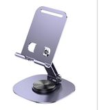 Fitplus K72 Metal 360 Döner Katlanır Masaüstü Telefon ve Tablet Standı - Füme