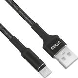 FitPlus Round RS-101 3A 1 mt Örgü - Siyah Micro Usb Data/Şarj Kablosu