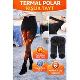 FitQueen İçi Peluş Astarlı Termal Polar Tayt – Kışlık, Yumuşacık ve Sıcacık Yapı, Günlük & Ev Kullanımı İçin Konforlu Kadın Taytı - Siyah - S - M