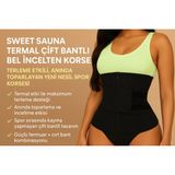 FitQueen Sweet Sauna Termal Çift Bantlı Bel Incelten Korse – Terleme Etkili, Anında Toparlayan Yeni Nesil Spor Korsesi - Siyah - 2XL