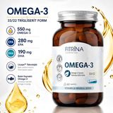 Fıtrina Omega 3 Balık Yağı 60 Kapsül | Trigliserid Form | IFOS Sertifikalı | 550 mg Omega 3 | EPA 280 mg DHA 190 mg - TAKVİYE EDİCİ GIDA