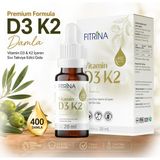 Fıtrina Vitamin D3K2 Damla 20 ml Cam Şişe Damlalıklı Takviye Edici Gıda Yüksek Emilim
