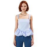 Fitted Bluz Kolsuz Kare Yaka Dacron Dokuma Yazlık Zarifane Tasarım Kaliteli İşçilik_Açık Mavi-36