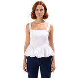 Fitted Bluz Kolsuz Kare Yaka Dacron Dokuma Yazlık Zarifane Tasarım Kaliteli İşçilik_Beyaz-36