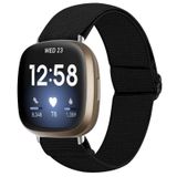 FitTurn Fitbit Versa 4/Versa 3/Sense/Sense 2 Bantlar ile Uyumlu Elastik Ayarlanabilir Naylon Kumaş Kayış Yedek Bilezik Esnek Yumuşak Kayış Bileklik Döngü Aksesuarları Kadın Erkek (Siyah)