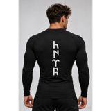 FitVult Göktürkçe Türk Yazılı Sırt Baskılı Uzun Kollu Compression Spor Tshirt Vücuda Yapışan Body İçlik Comp