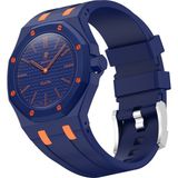Five-E Ap-Swatch Royal Pop 3 Uyumlu Silikon Kordon - Lacivert - Turuncu