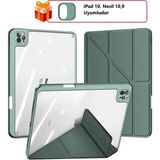 Five-E Apple iPad 10. Nesil 10.9 (2022) Kalemlikli Yatay ve Dikey Standlı Origami Clemon Kılıf A2696 A2757 - Haki - iPad 10. Nesil 10,9
