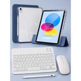 Five-E Apple iPad 10. Nesil 10.9 Inc Foldex Yatay ve Dikey Standlı Türkçe Klavye Mouse Kalem ve Kılıf Seti A2696 A2757 - Lacivert
