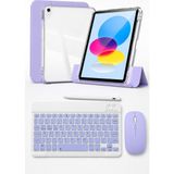 Five-E Apple iPad 10. Nesil 10.9 Inc Foldex Yatay ve Dikey Standlı Türkçe Klavye Mouse Kalem ve Kılıf Seti A2696 A2757 - Lavanta