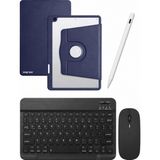 Five-E Apple iPad 7. Nesil 10.2 Termix Combo Türkçe Klavyeli Tablet Dönebilen Kılıf Seti -Mouse Kalem Dahil - iPad 7 (10.2) - Lacivert