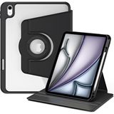 Five-E Apple iPad Air 11 Inç 6. Nesil (2024) Yatay ve Dikey Dönebilen Standlı Kalem Şarjına Uygun Darbe Dayanıklı Thermix Kılıf A2902 A2903 - iPad Air 6 11 Inc - Siyah
