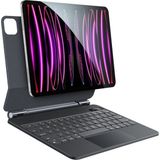 Five-E Apple iPad Air 11 Inç M4 (2026) LED Aydınlatmalı Touchpadli Manyetik Kapaklı Bluetoothlu Magic Klavyeli Kılıf - Siyah - iPad Air 11 M4