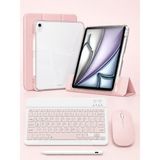 Five-E Apple iPad Air 11 M2 Foldex Yatay ve Dikey Standlı Türkçe Klavye Mouse Kalem ve Kılıf Seti A2902 A2903 - Pembe