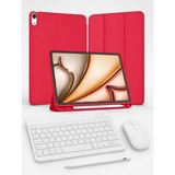 Five-E Apple iPad Air 11 M2-M3 Slatepro Yatay Standlı Türkçe Klavye Mouse Kalem ve Kılıf Seti A2902 A3266 - Kırmızı