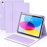 Five-E Apple iPad Air 11 M2 Türkçe Karakterli Bluetooth Özellikli Kalemlikli Klavyeli Detachable Kılıf - Lavanta