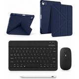 Five-E Apple iPad Air 11 M2/m3/m4 Smart Combo Türkçe Klavyeli Tablet Origami Kılıf Seti -Mouse Kalem Dahil - AİR 11 - Lacivert