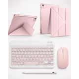 Five-E Apple iPad Air 11 M2/m3/m4 Smart Combo Türkçe Klavyeli Tablet Origami Kılıf Seti -Mouse Kalem Dahil - AİR 11 - Rose Gold