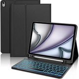 Five-E Apple iPad Air 11 M3 (2025) Rgb LED Işıklı Türkçe Karakterli Bluetooth Özellikli Kalemlikli Klavyeli Kılıf - iPad Air 11 M4 - Siyah