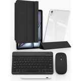 Five-E Apple iPad Air 11 M3 Foldex Yatay ve Dikey Standlı Türkçe Klavye Mouse Kalem ve Kılıf Seti A3266 A3267 - Siyah