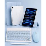Five-E Apple iPad Air 11 M4 Foldex Yatay ve Dikey Standlı Türkçe Klavye Mouse Kalem ve Kılıf Seti - Açık Mavi