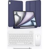 Five-E Apple iPad Air 11 M4 Slatepro Yatay Standlı Türkçe Klavye Mouse Kalem ve Kılıf Seti - Lacivert