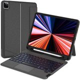 Five-E Apple iPad Air 13 Inc M2 (2024) Rgb LED Işıklı Manyetik Bluetooth ve Touchpad Özellikli Kalemlikli Klavyeli Kılıf A2898 A2899 - Siyah