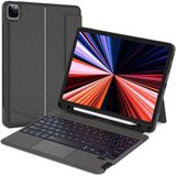 Five-E Apple iPad Air 13 Inc M3 (2025) Rgb LED Işıklı Manyetik Bluetooth ve Touchpad Özellikli Kalemlikli Klavyeli Kılıf - Siyah - iPad Air 13 M3