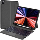 Five-E Apple iPad Air 13 Inc M4 (2026) Rgb LED Işıklı Manyetik Bluetooth ve Touchpad Özellikli Kalemlikli Klavyeli Kılıf - iPad Air 13 M4 - Siyah