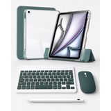 Five-E Apple iPad Air 13 M2 Foldex Yatay ve Dikey Standlı Türkçe Klavye Mouse Kalem ve Kılıf Seti A2898 A2899 - Koyu Yeşil