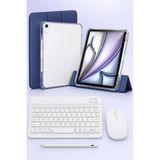 Five-E Apple iPad Air 13 M2 Foldex Yatay ve Dikey Standlı Türkçe Klavye Mouse Kalem ve Kılıf Seti A2898 A2899 - Lacivert