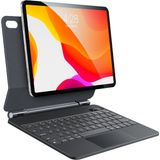 Five-E Apple iPad Air 4 10.9 Inç (2020) LED Aydınlatmalı Touchpadli Manyetik Kapaklı Bluetoothlu Magic Türkçe Q Klavyeli Kılıf A2316 A2324 A2325 A2072 - Siyah - iPad Air 4 10.9 Inc (2020)