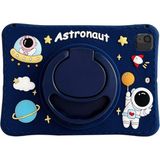 Five-E Apple iPad Air 4 (2020) 10.9 Standlı ve Boyun Askılı Astronot Figürlü Çocuk Tablet Kılıf ve Ekran Koruyucu A2325 A2324 A2316 - Lacivert