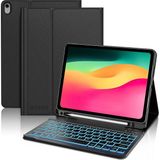 Five-E Apple iPad Air 4. Nesil 10.9 Inc (2020) Rgb LED Işıklı Türkçe Karakterli Bluetooth Özellikli Kalemlikli Klavyeli Kılıf A2316 A2324 A2325 A2072 - Siyah