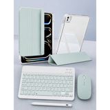 Five-E Apple iPad Pro 11 M4 Foldex Yatay ve Dikey Standlı Türkçe Klavye Mouse Kalem ve Kılıf Seti A2836 A2837 - Açık Yeşil