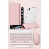 Five-E Apple iPad Pro 11 M5 Foldex Yatay ve Dikey Standlı Türkçe Klavye Mouse Kalem ve Kılıf Seti A3357 A3358 - Pembe