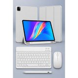 Five-E Apple iPad Pro 12.9 4-5-6. Nesil Slatepro Yatay Standlı Türkçe Klavye Mouse Kalem ve Kılıf Seti A2229 A2378 A2436 - Gri