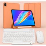 Five-E Apple iPad Pro 12.9 4-5-6. Nesil Slatepro Yatay Standlı Türkçe Klavye Mouse Kalem ve Kılıf Seti A2229 A2378 A2436 - Turuncu
