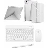 Five-E Apple iPad Pro 12.9 4-5-6. Nesiller Smart Combo Türkçe Klavyeli Tablet Origami Kılıf Seti -Mouse Kalem Dahil - Gri