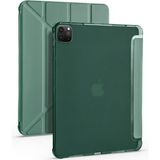 Five-E Apple iPad Pro 12.9 5.nesil (2021) Yatay ve Dikey Standlı Antişok Köşe Korumalı Kalemlikli Origami Slikon Kılıf ve Ekran Koruyucu A2378 A2461 A2379 - Haki